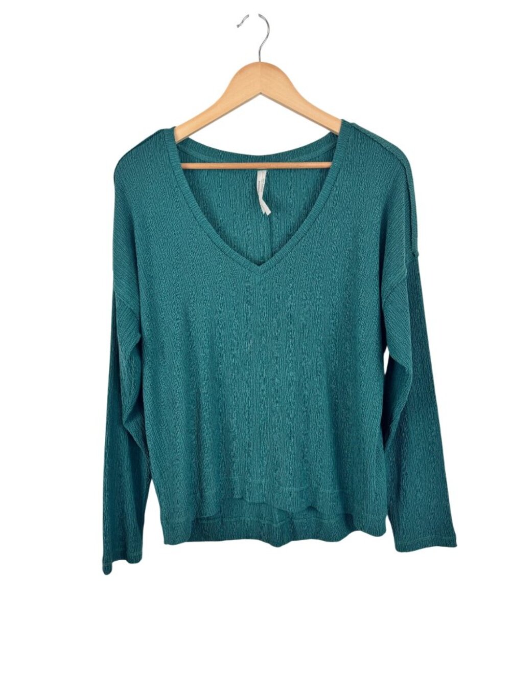 Anthropologie Green Textured Long Sleeve V-Neck Sweater Womens Size M